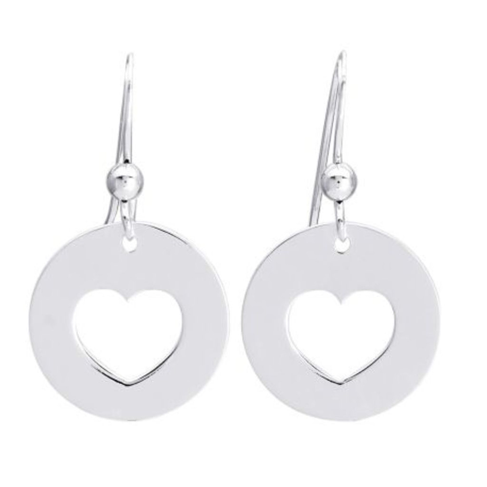 Round Heart Die-Cut Sterling Silver Earrings